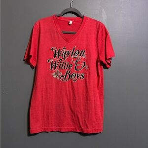 Rubys rubbish red “Waylon, Willie, and the boys” western tee size medium
